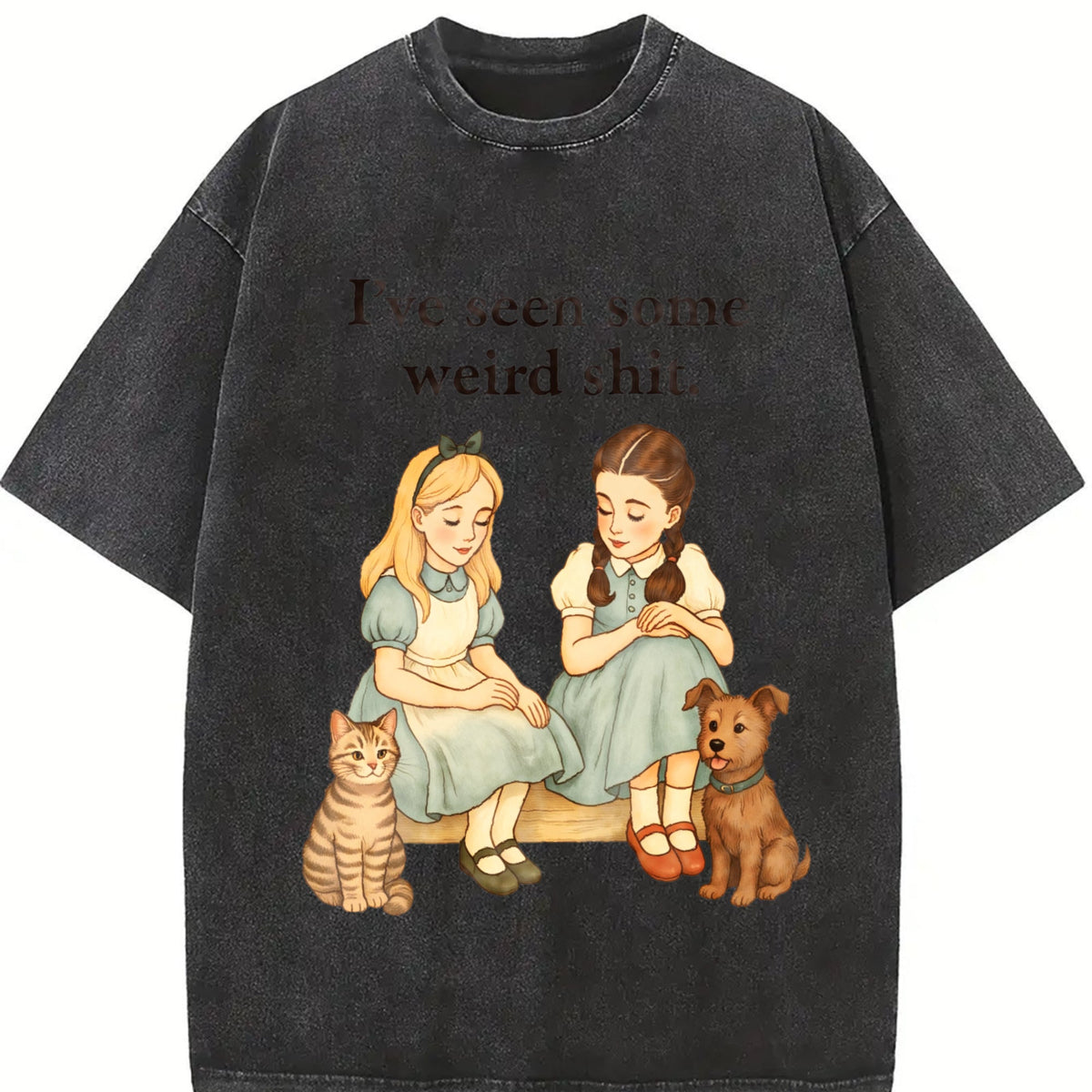 Funny Cat Dog Vintage Washed T-Shirt product image 2