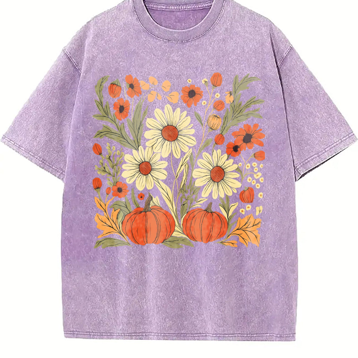 Boho Fall Floral Vintage Washed T-Shirt product image 6