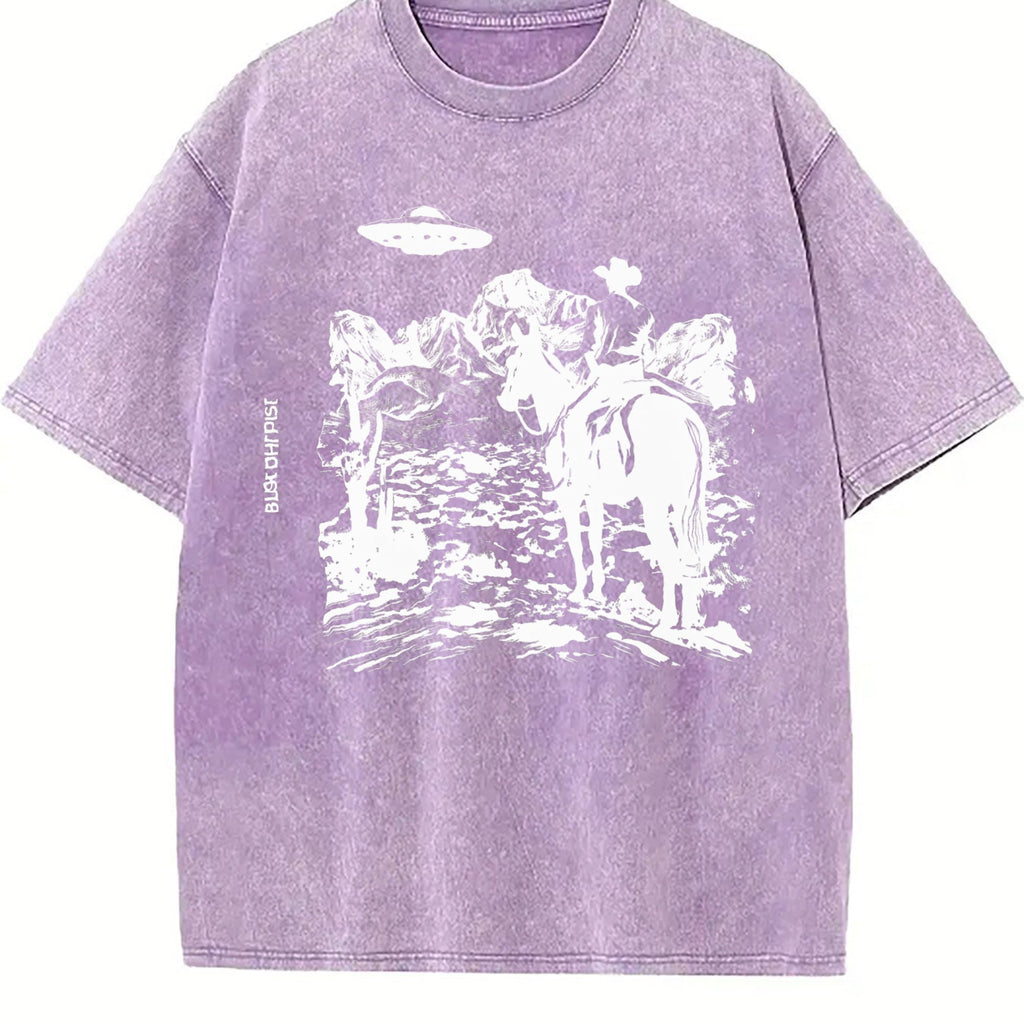 Western Cowboy UFO Vintage Washed T-Shirt product image 6