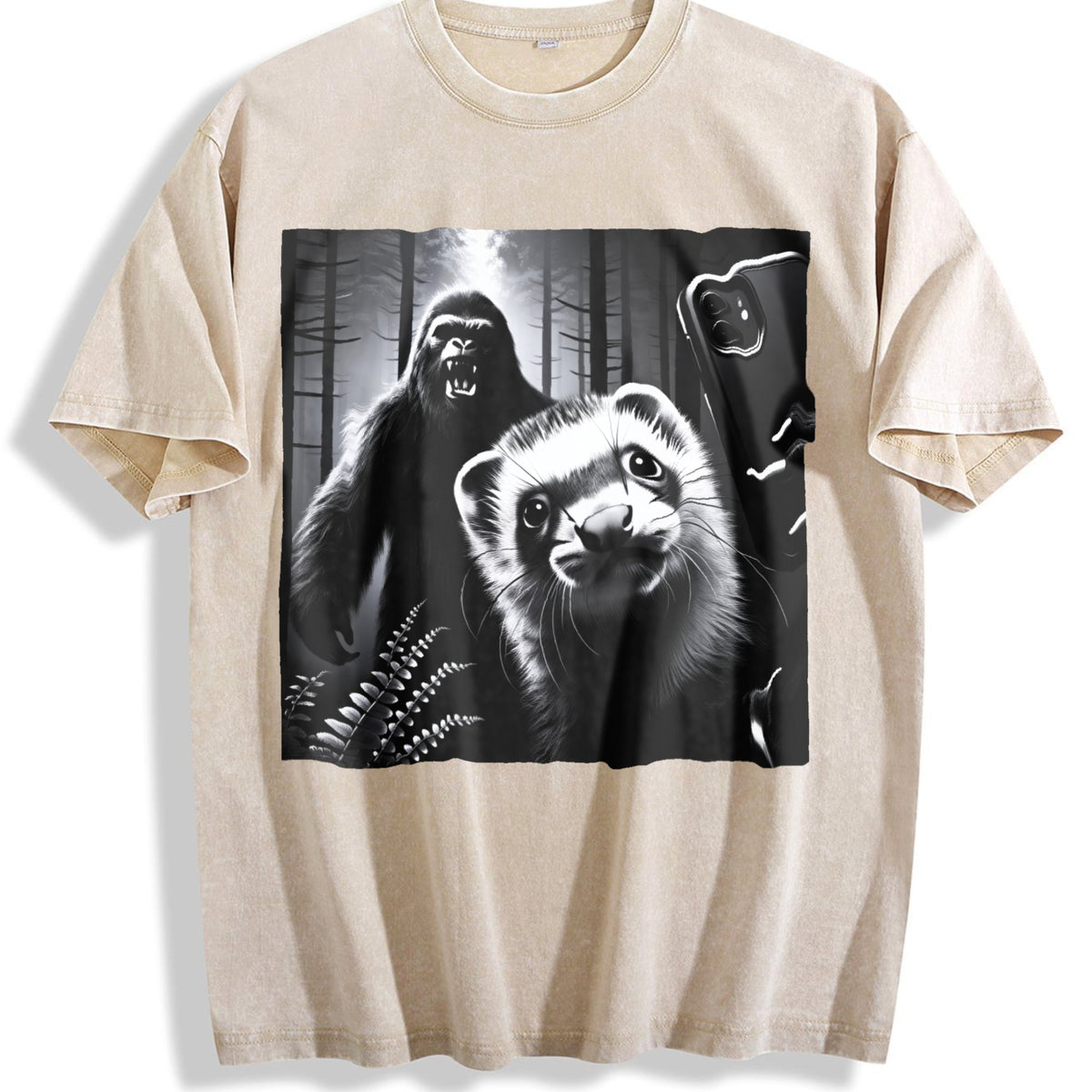 Ferret Selfie With Bigfoot 90s Vintage Washed T-Shirt product image 1
