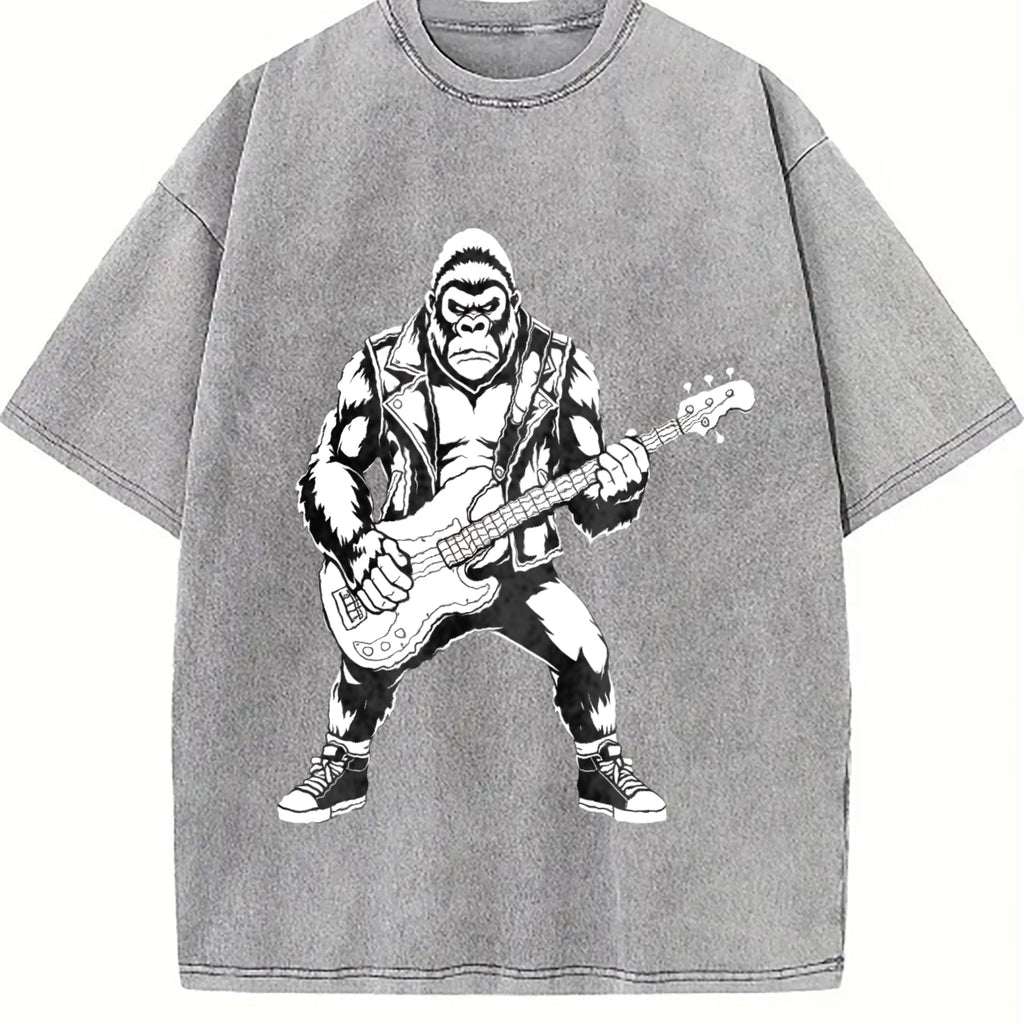 Bigfoot Playing Guitar Funny 90s Vintage Washed T-Shirt product image 5