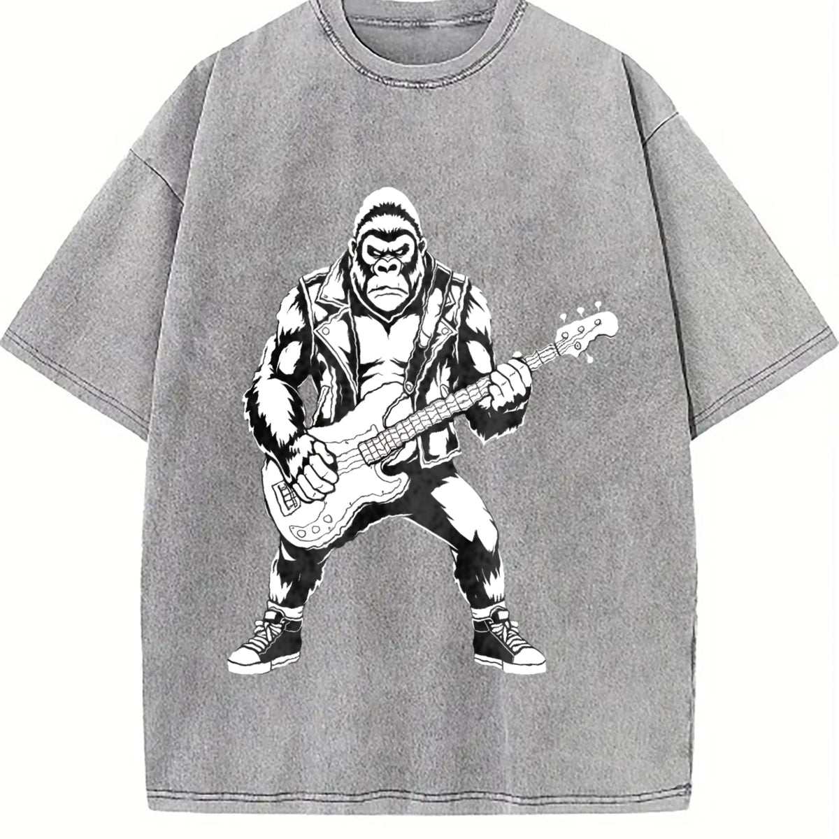 Bigfoot Playing Guitar Funny 90s Vintage Washed T-Shirt product image 5
