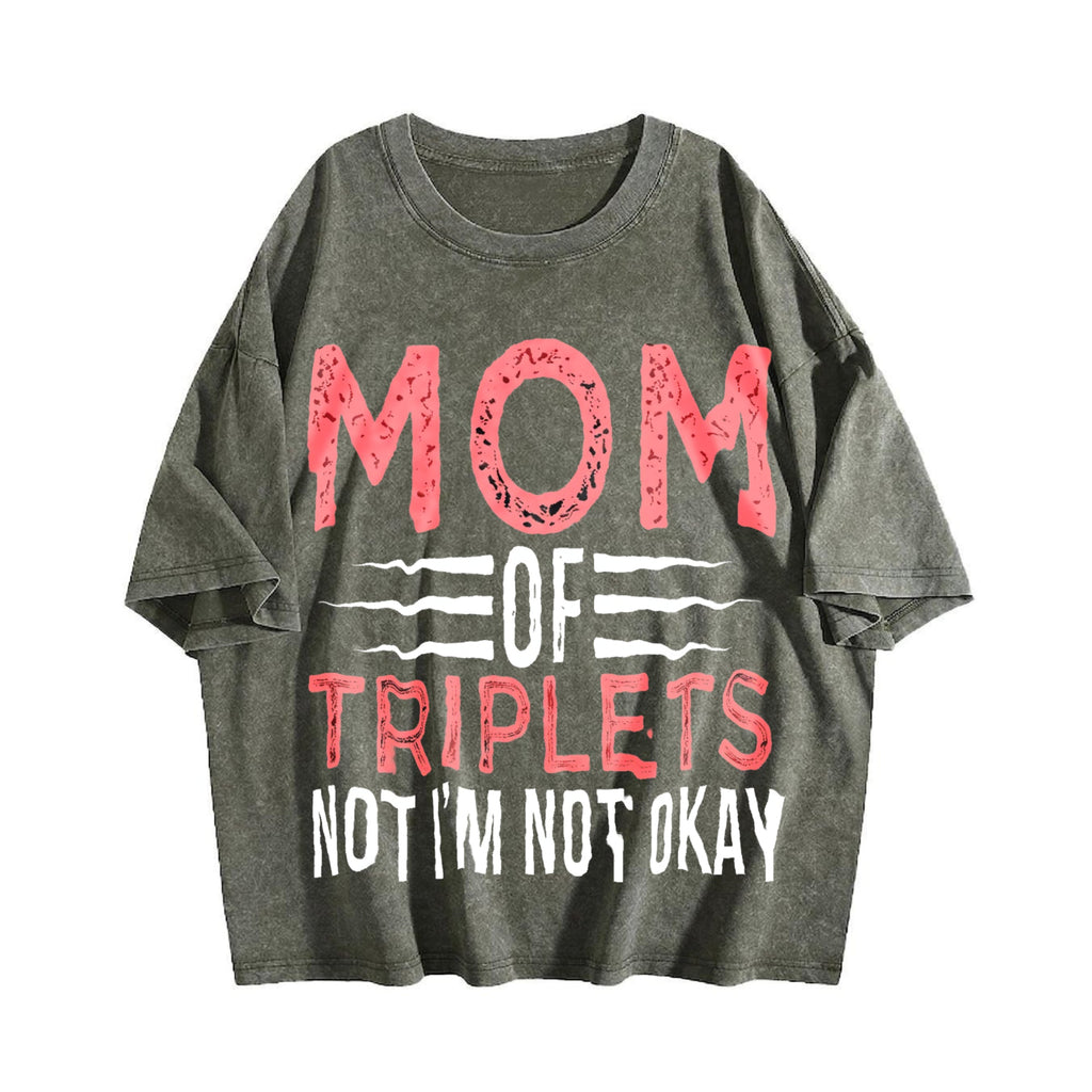 Mother Of Triplets Vintage Washed T-Shirt product image 4