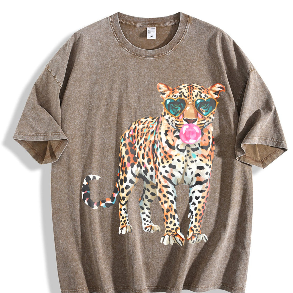 Leopard with Sunglasses and Bubblegum Vintage Washed T-Shirt product image 3