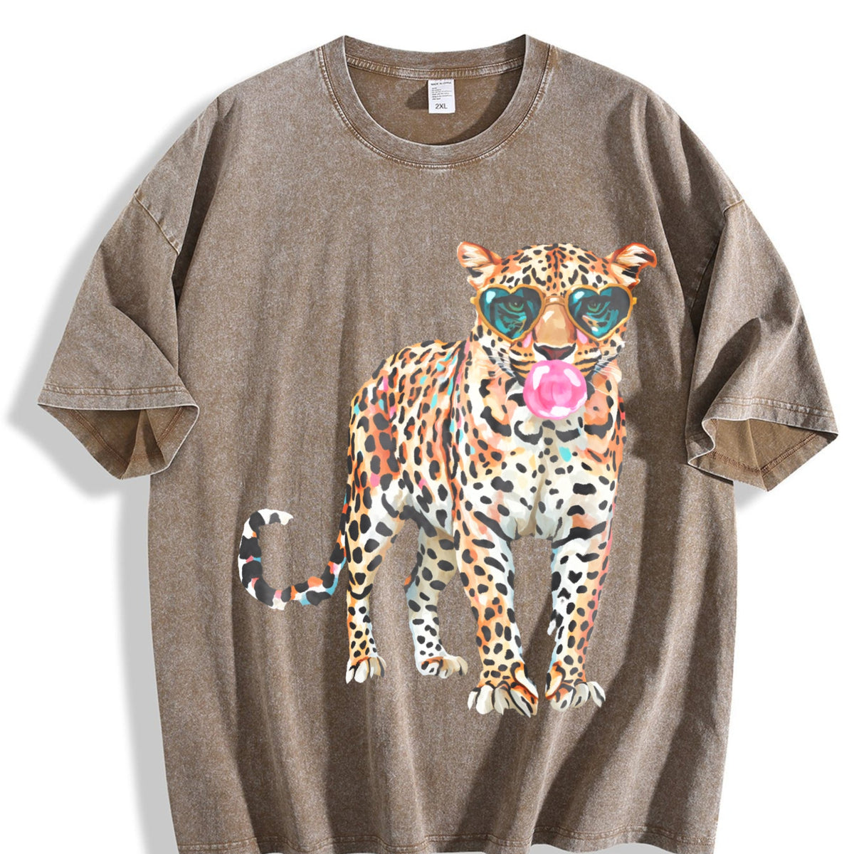 Leopard with Sunglasses and Bubblegum Vintage Washed T-Shirt product image 3