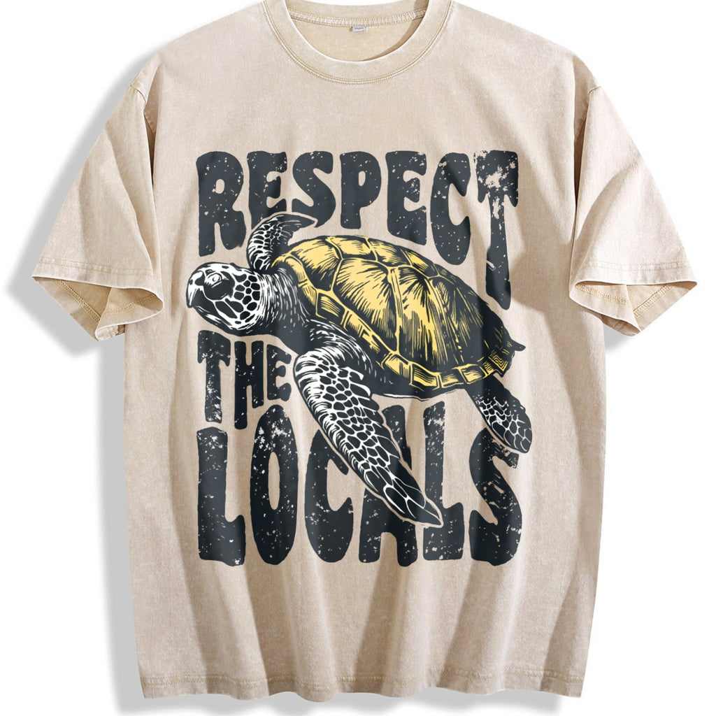 Respect The Locals Sea Turtle 90s Vintage Washed T-Shirt product image 1