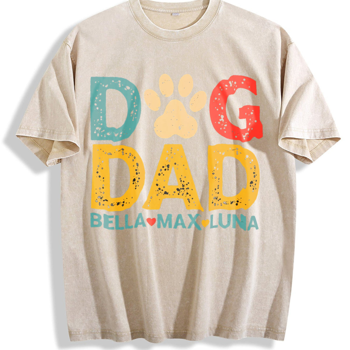 Dog Dad With Names Vintage Washed T-Shirt product image 1
