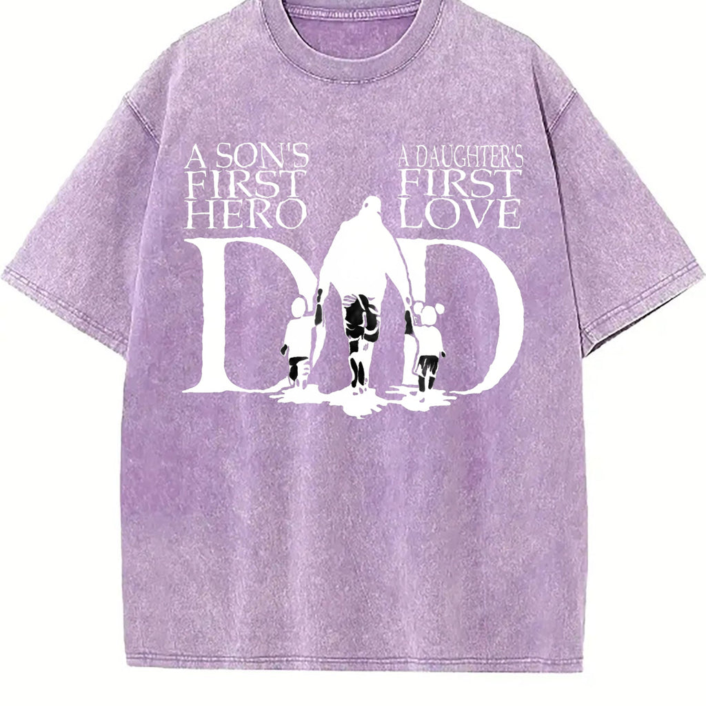 Dad A Son's First Hero A Daughter's Love Vintage Washed product image 6