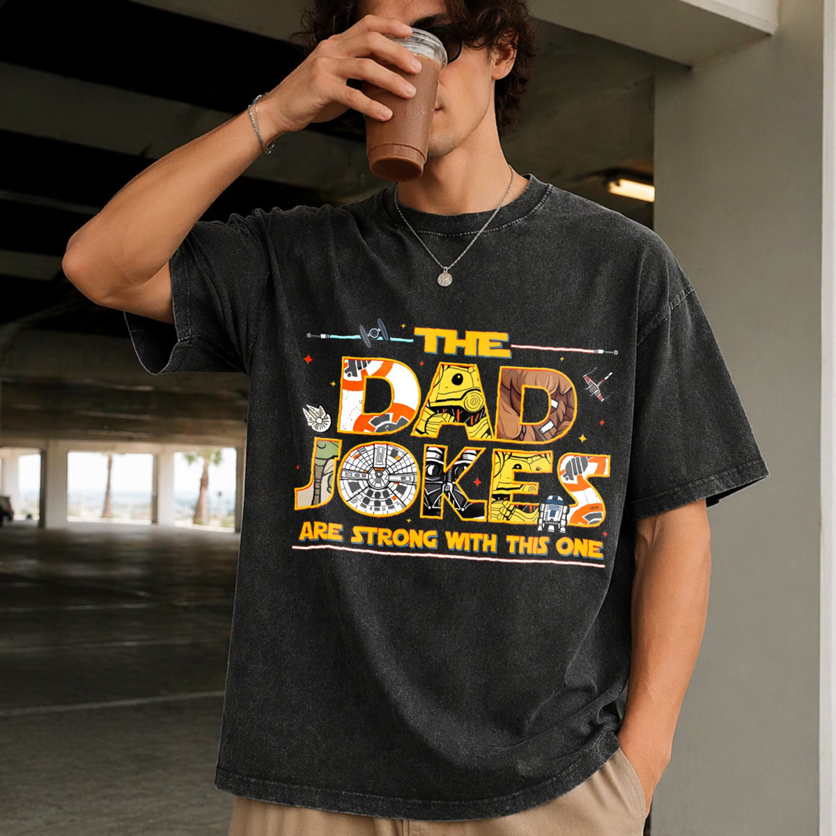 Dad Jokes Are Strong With This One Vintage Washed T-Shirt product image 2