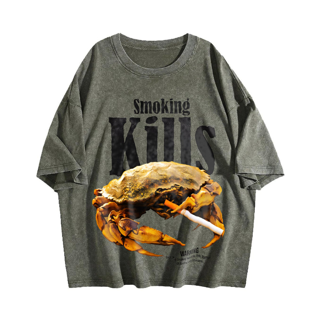 Smoking Kills Crab Vintage Washed T-Shirt product image 4