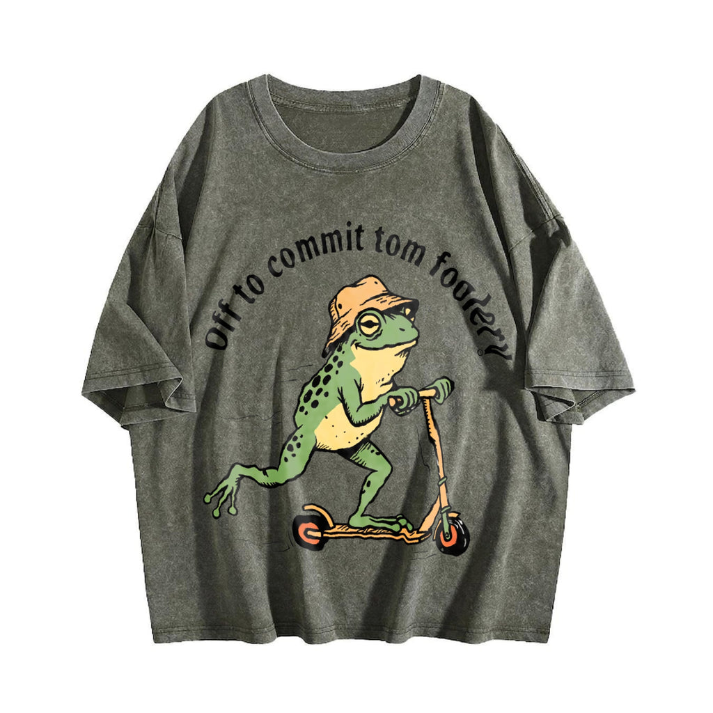Off To Commit Tomfoolery Frog Vintage Washed T-Shirt product image 4
