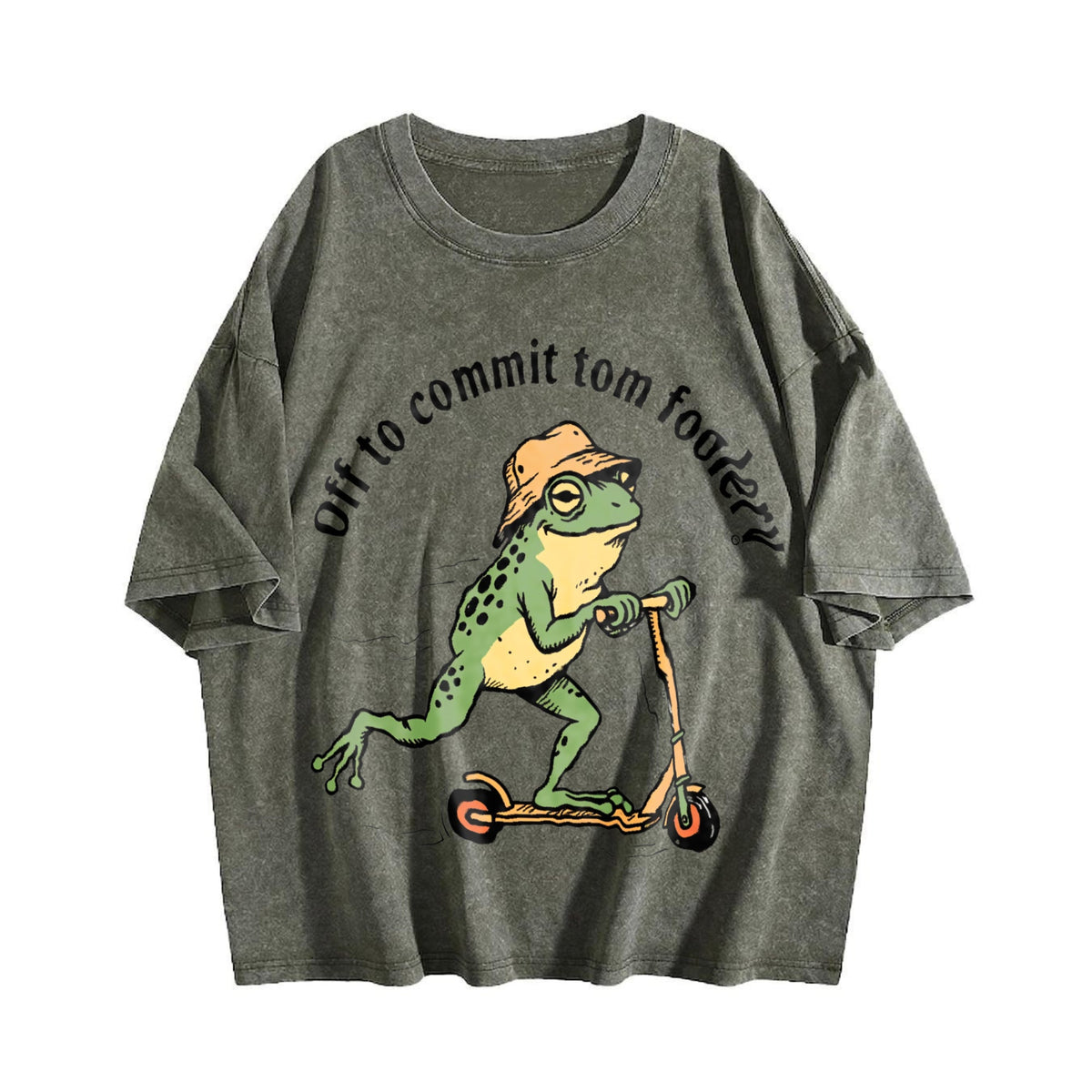 Off To Commit Tomfoolery Frog Vintage Washed T-Shirt product image 4