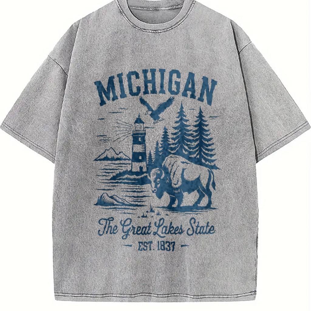 Michigan The Great Lakes State Vintage Washed T-Shirt product image 5