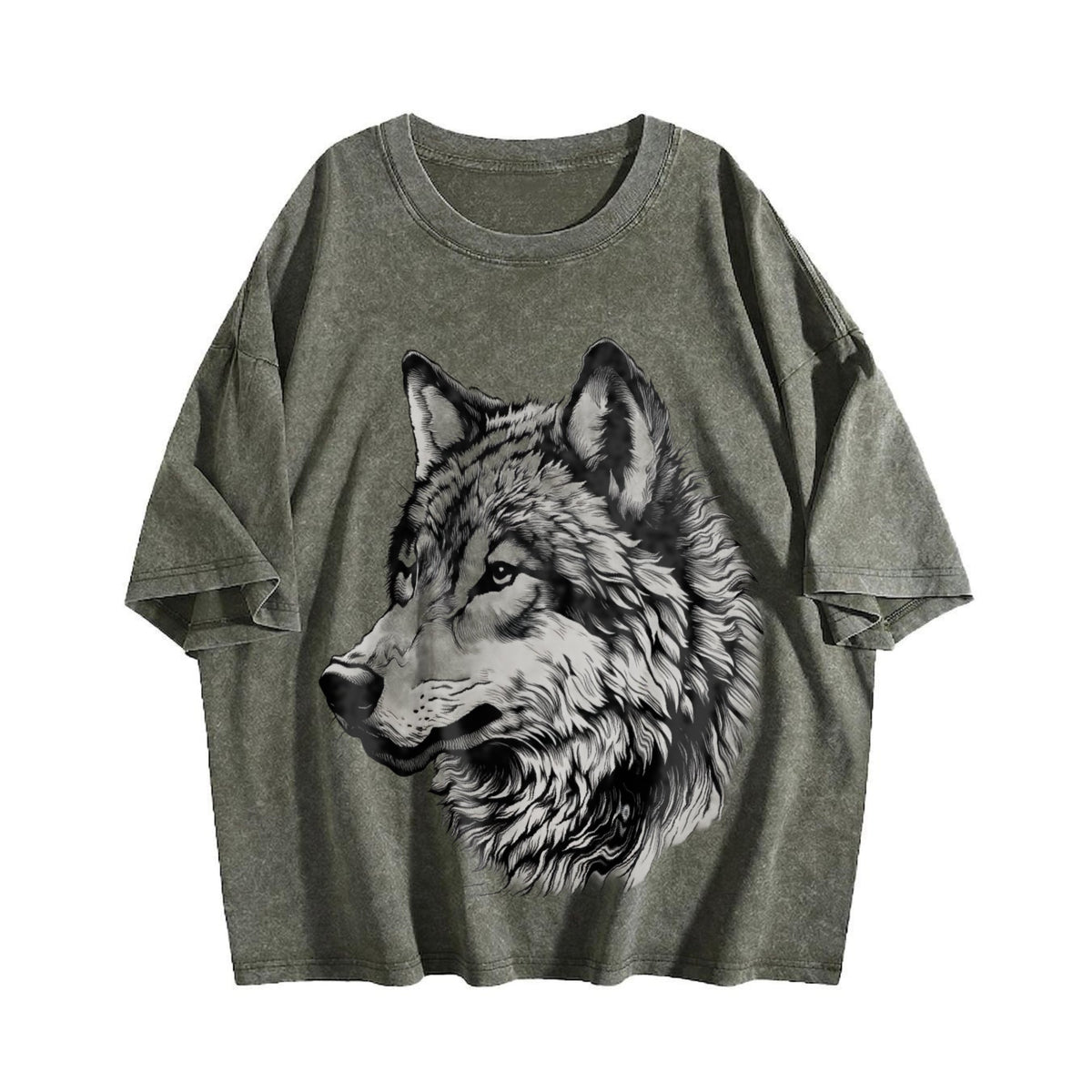 Wolf Face Hand Drawing 90s Vintage Washed T-Shirt product image 4