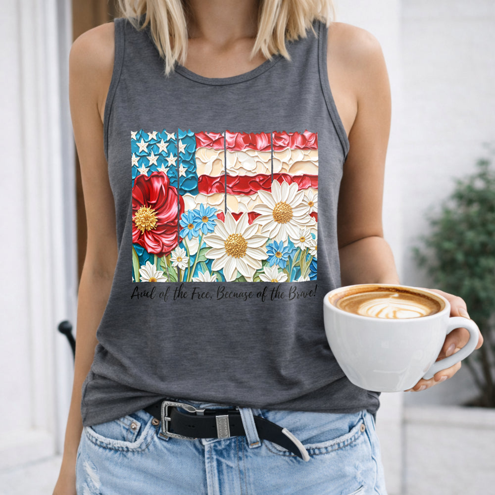 Land Of The Free Because Of The Brave Fourth Of July Women's Tank Top