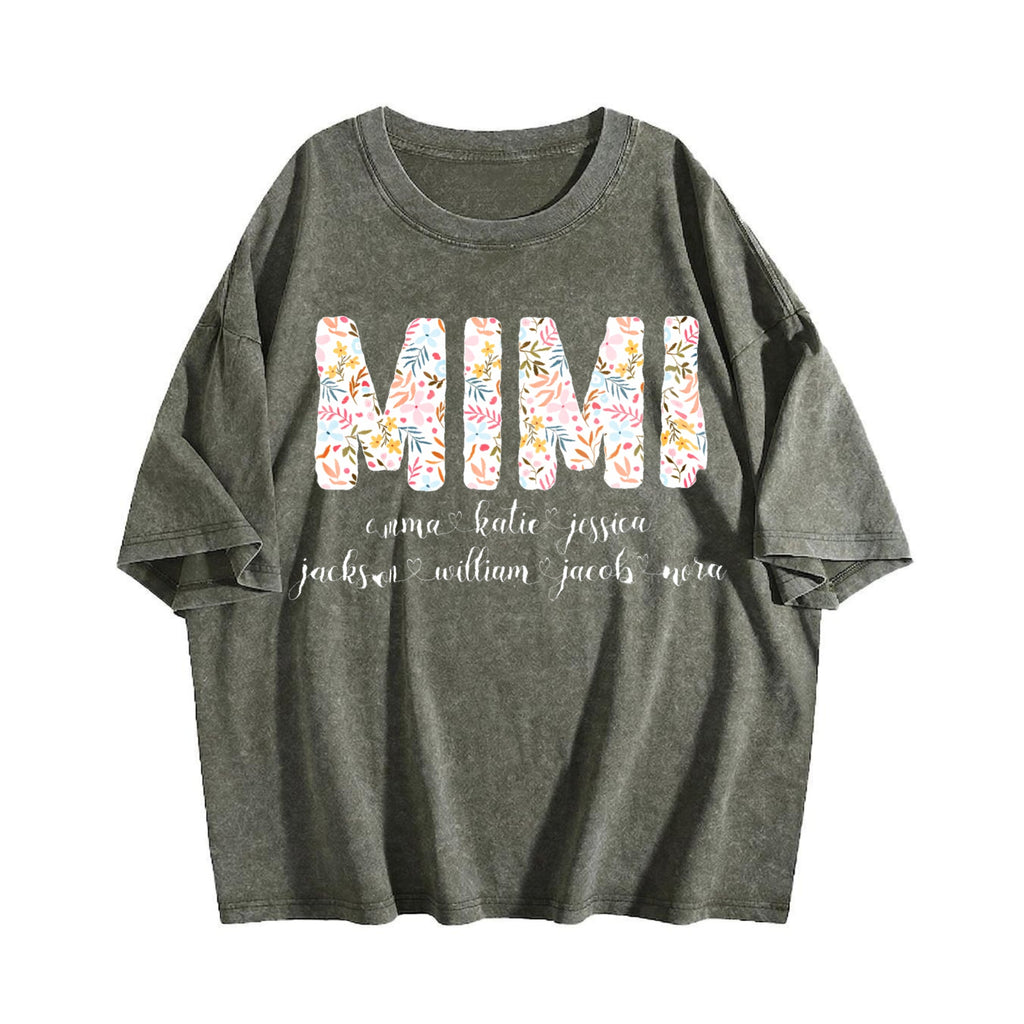 Mimi With Grandkids Names Vintage Washed T-Shirt product image 4