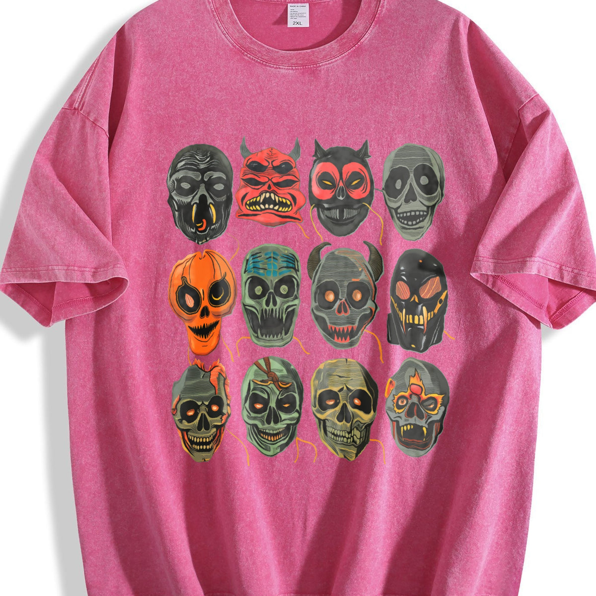 Halloween Scary Masks 90s Vintage Washed T-Shirt product image 7