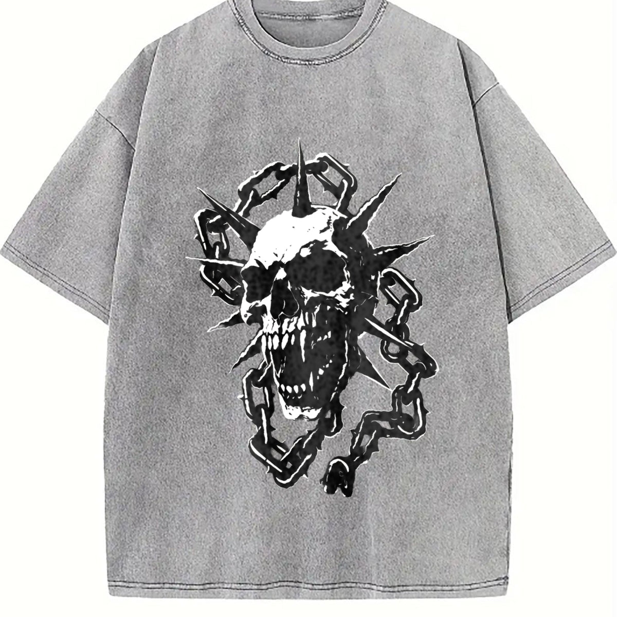 Spiked Skull Chains Vintage Washed T-Shirt product image 5