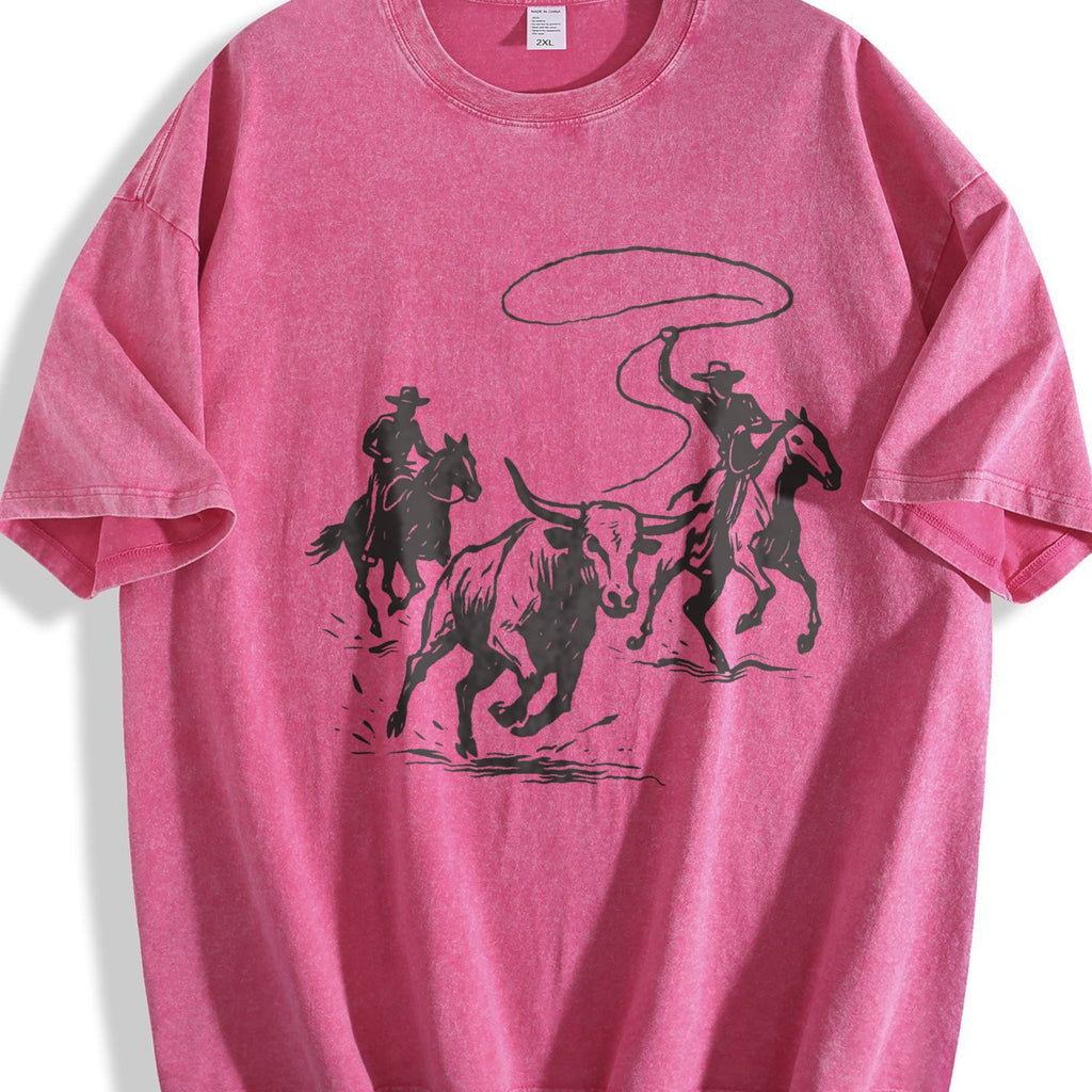 Cowboys Roping Bull Vintage Washed T-Shirt product image 7