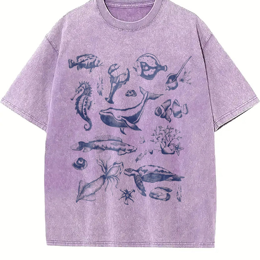 Tattoo Sea Animals 90s Vintage Washed T-Shirt product image 6