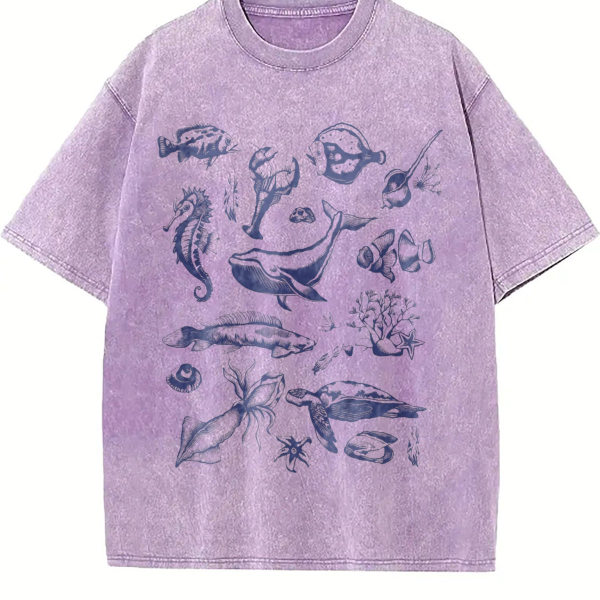 Tattoo Sea Animals 90s Vintage Washed T-Shirt product image 6
