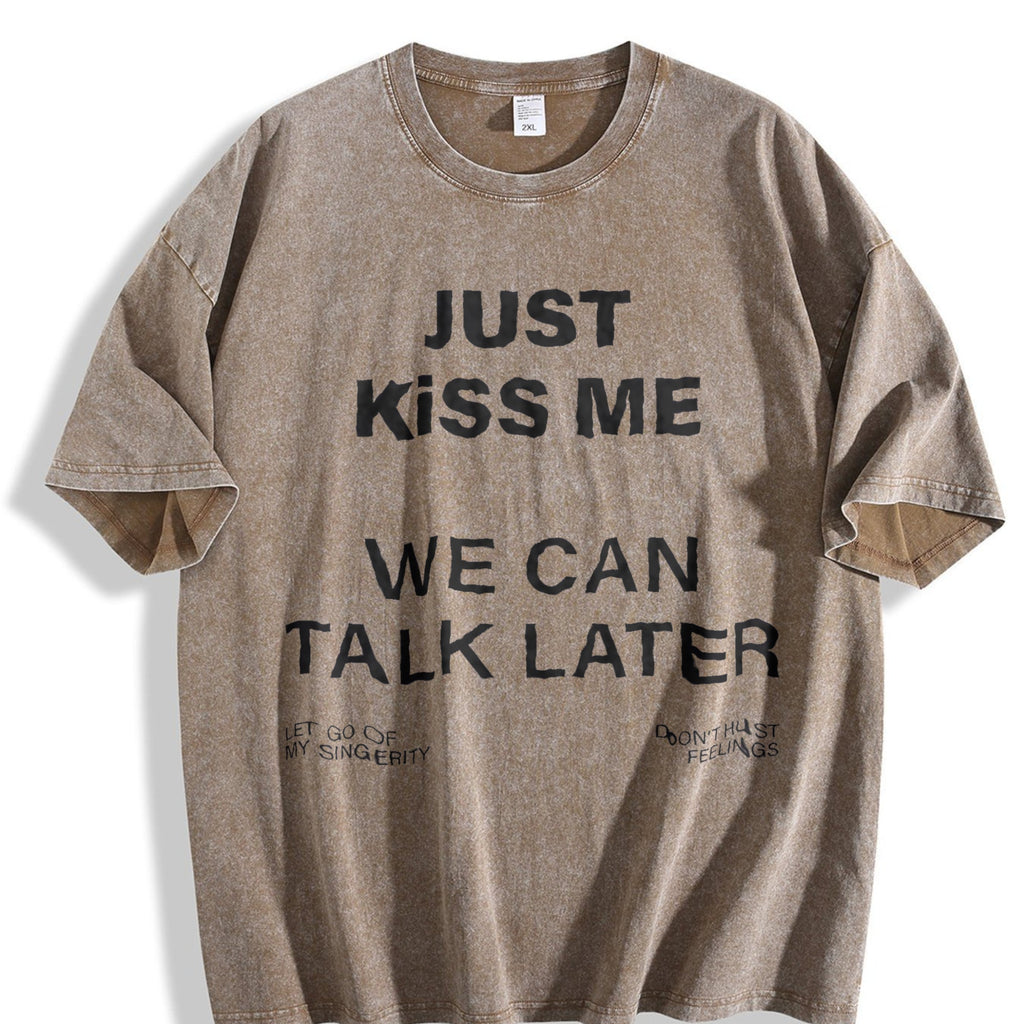 Just We Can Talk Later Slogan Vintage Washed T-Shirt product image 3