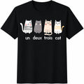 Four Cartoon Cats And French Text Cotton T-Shirt product image 1