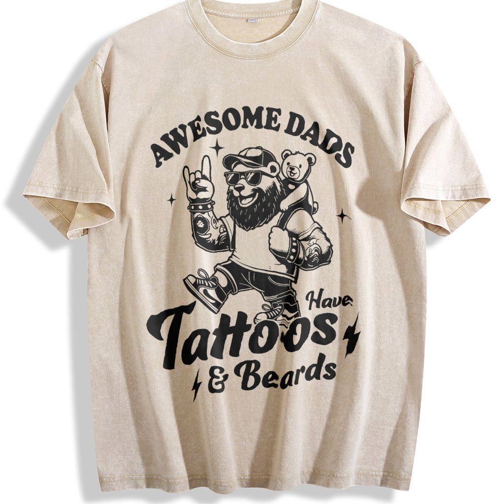 Awesome Dad Have Tattoos And Beards Vintage Washed T-Shirt product image 1