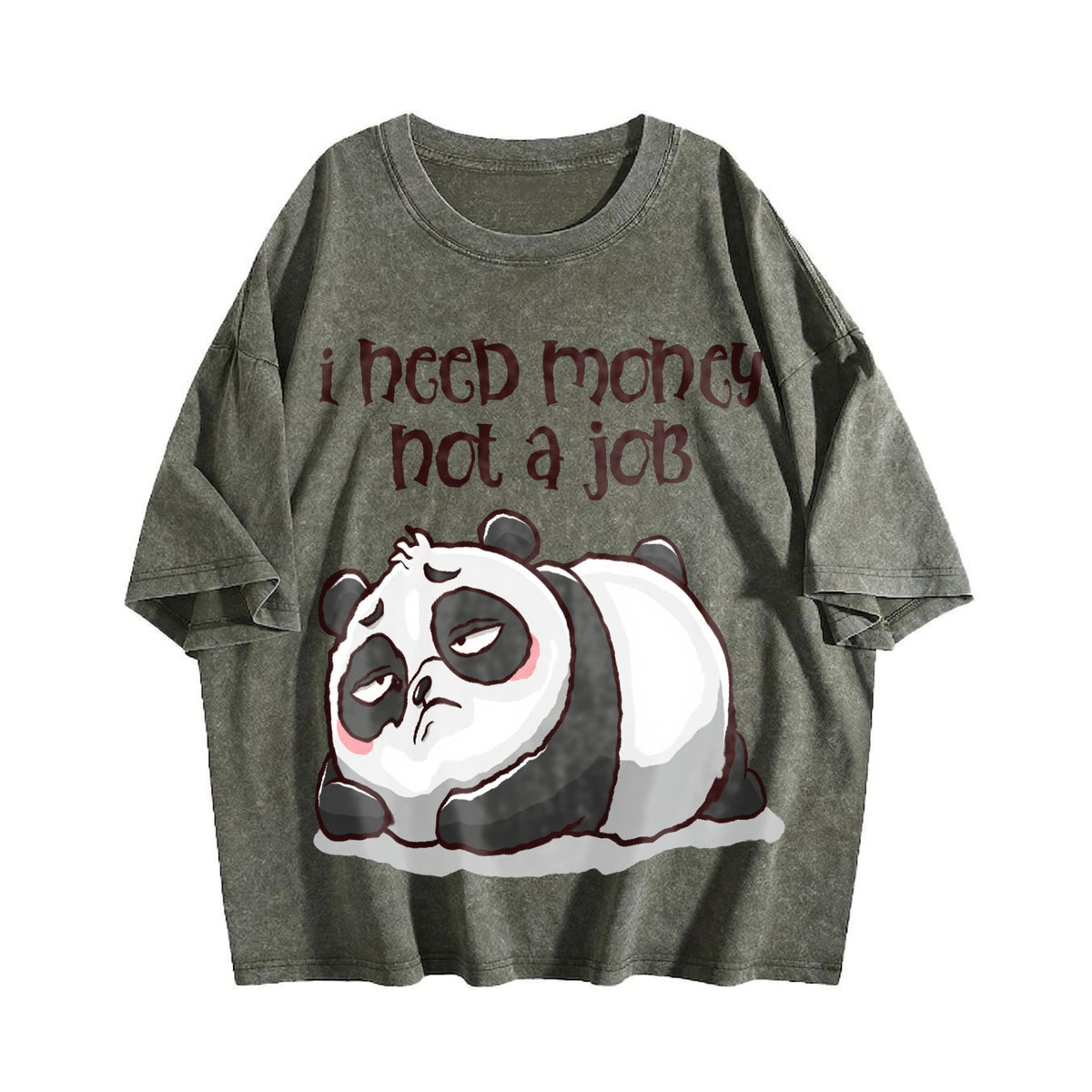 Lazy Panda I Need Money Not A Job Vintage Washed T-Shirt product image 4