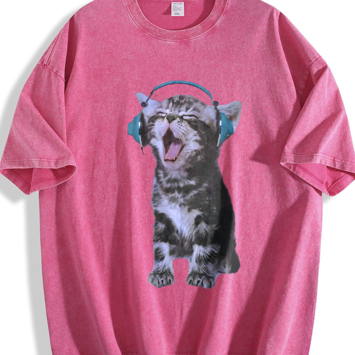 Y2K Headphones Cat Vintage Washed T-Shirt product image 7