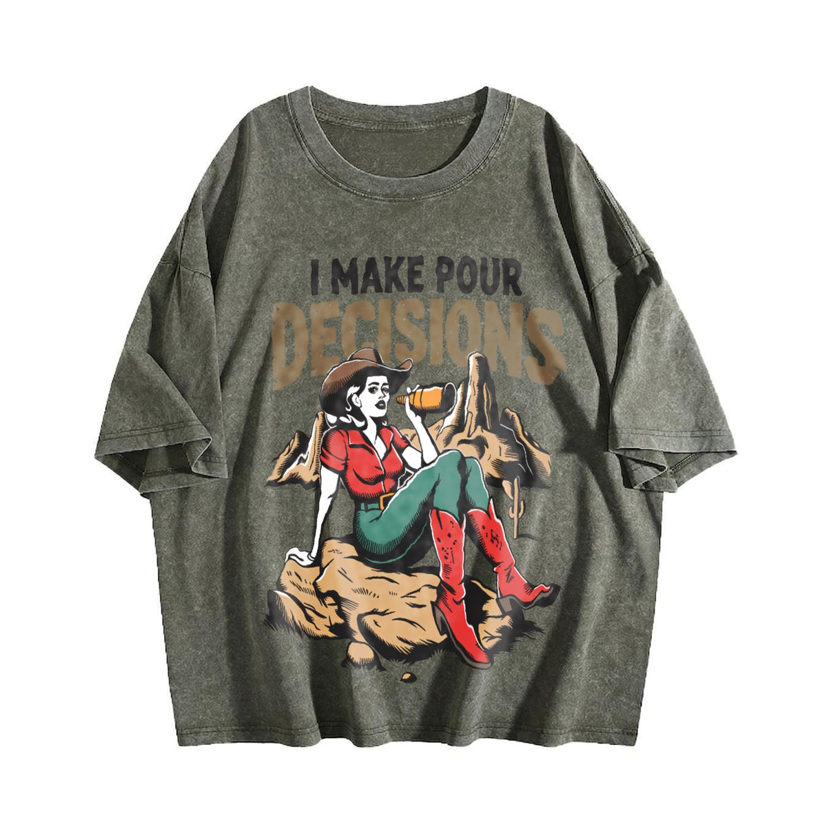 Funny I Make Pour Decisions Meme Vintage Washed T-Shirt product image 4