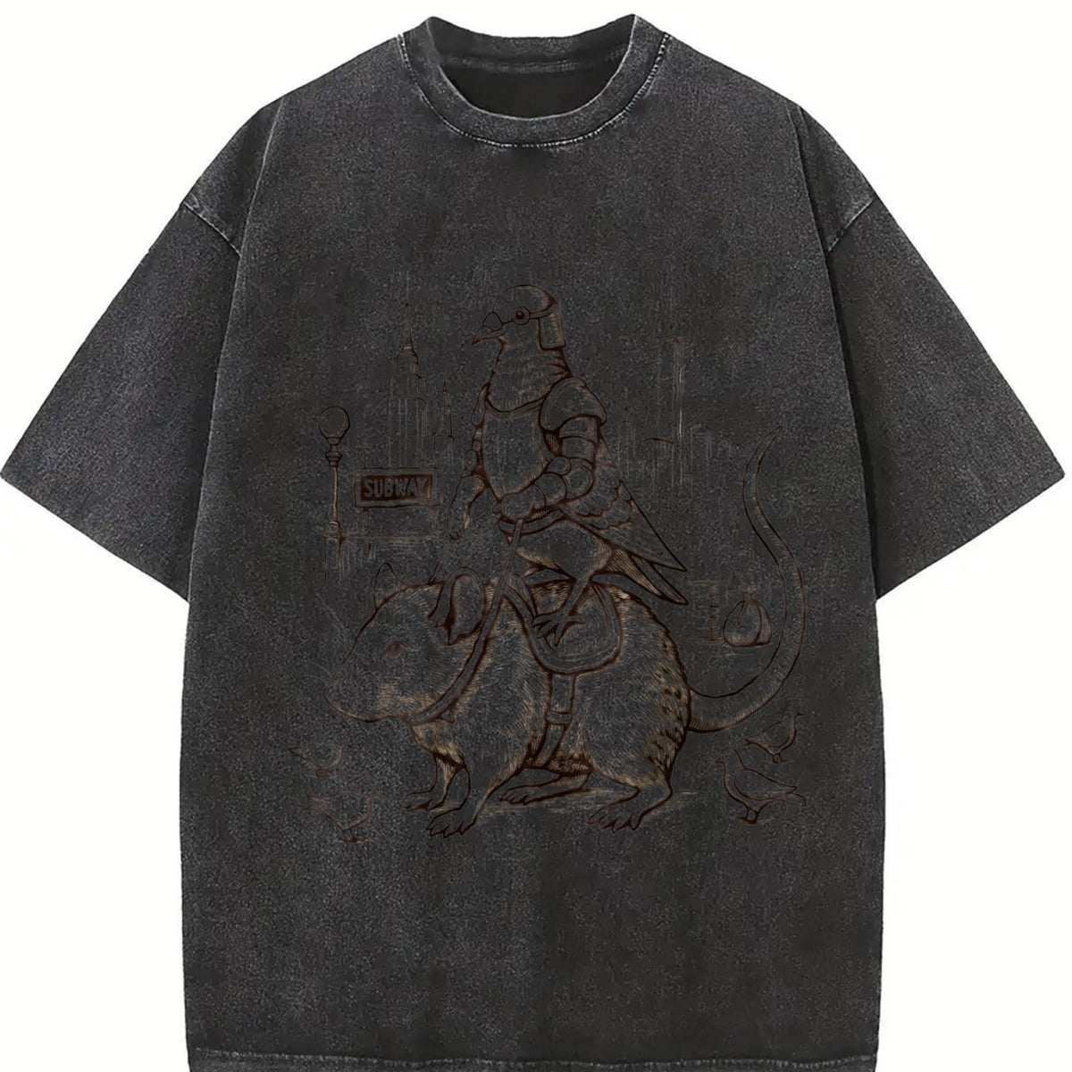 Pigeon Knight Rat Mount : NYC Rider Vintage Washed T-Shirt product image 2