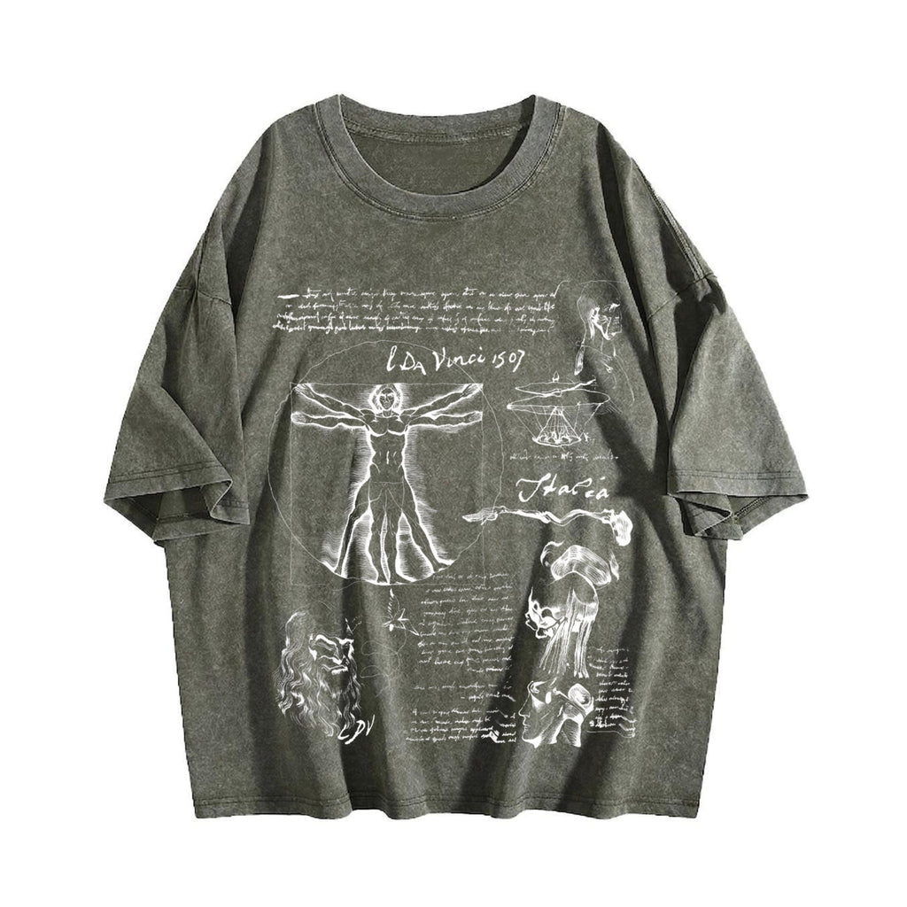 Da Vinci Vitruvian Man Vintage Washed T-Shirt product image 4