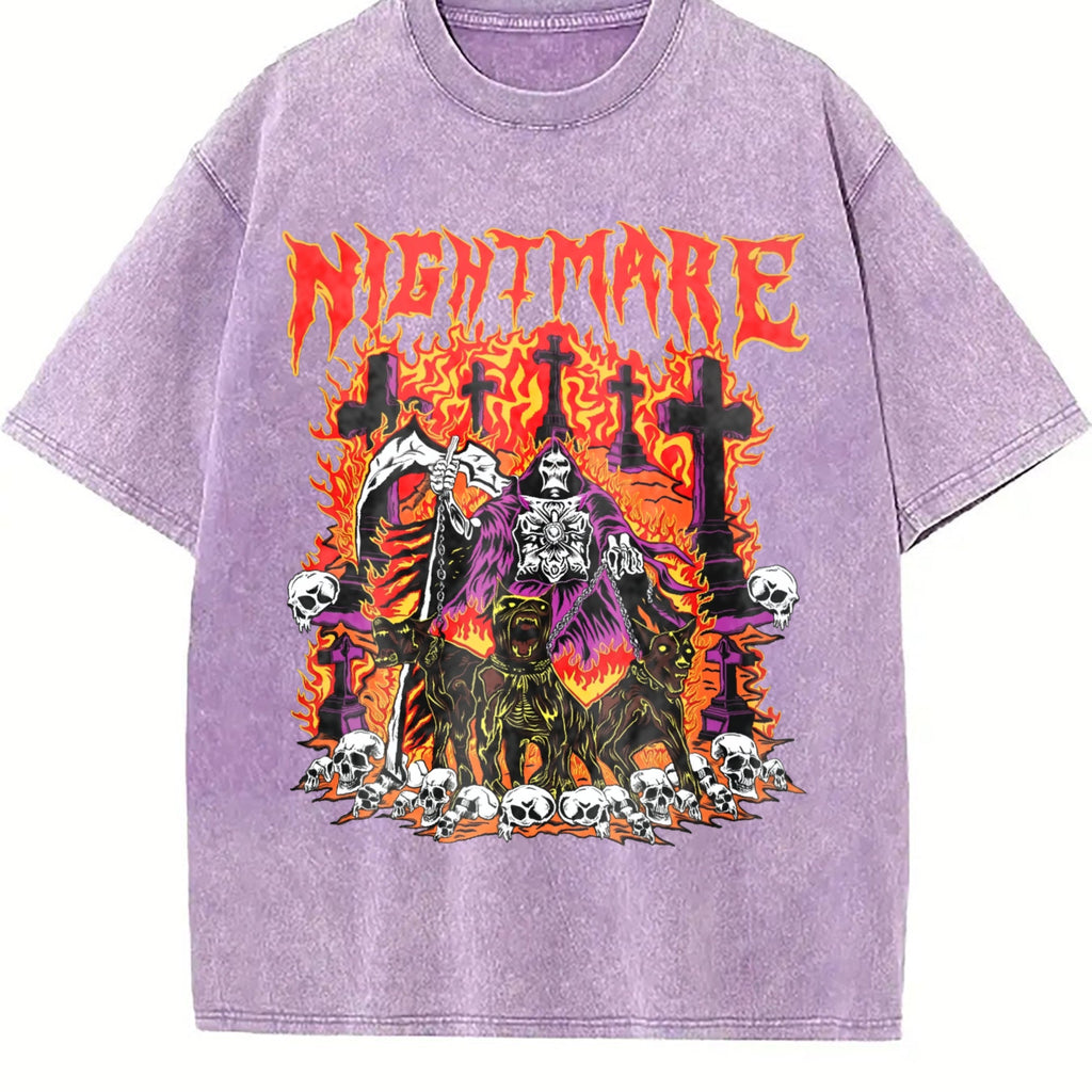 Nightmare Grim Reaper Hellhound Vintage Washed T-Shirt product image 6