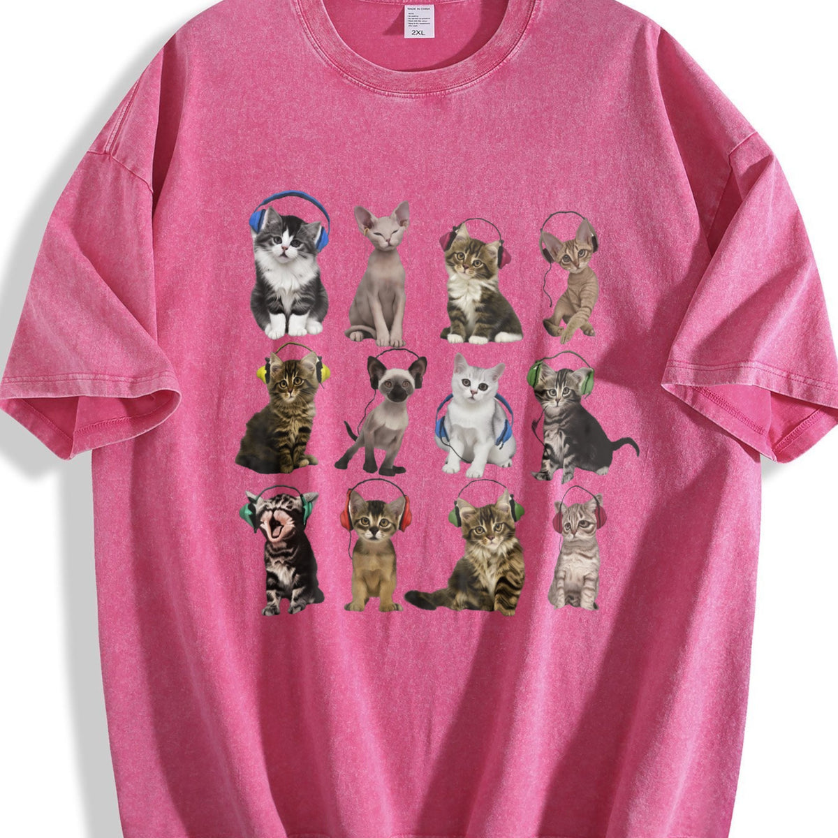 Cats Headphone Vintage Washed T-Shirt product image 7