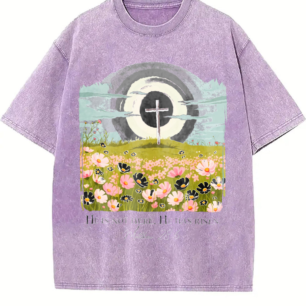 Christian Easter He Is Risen Vintage Washed T-Shirt product image 6