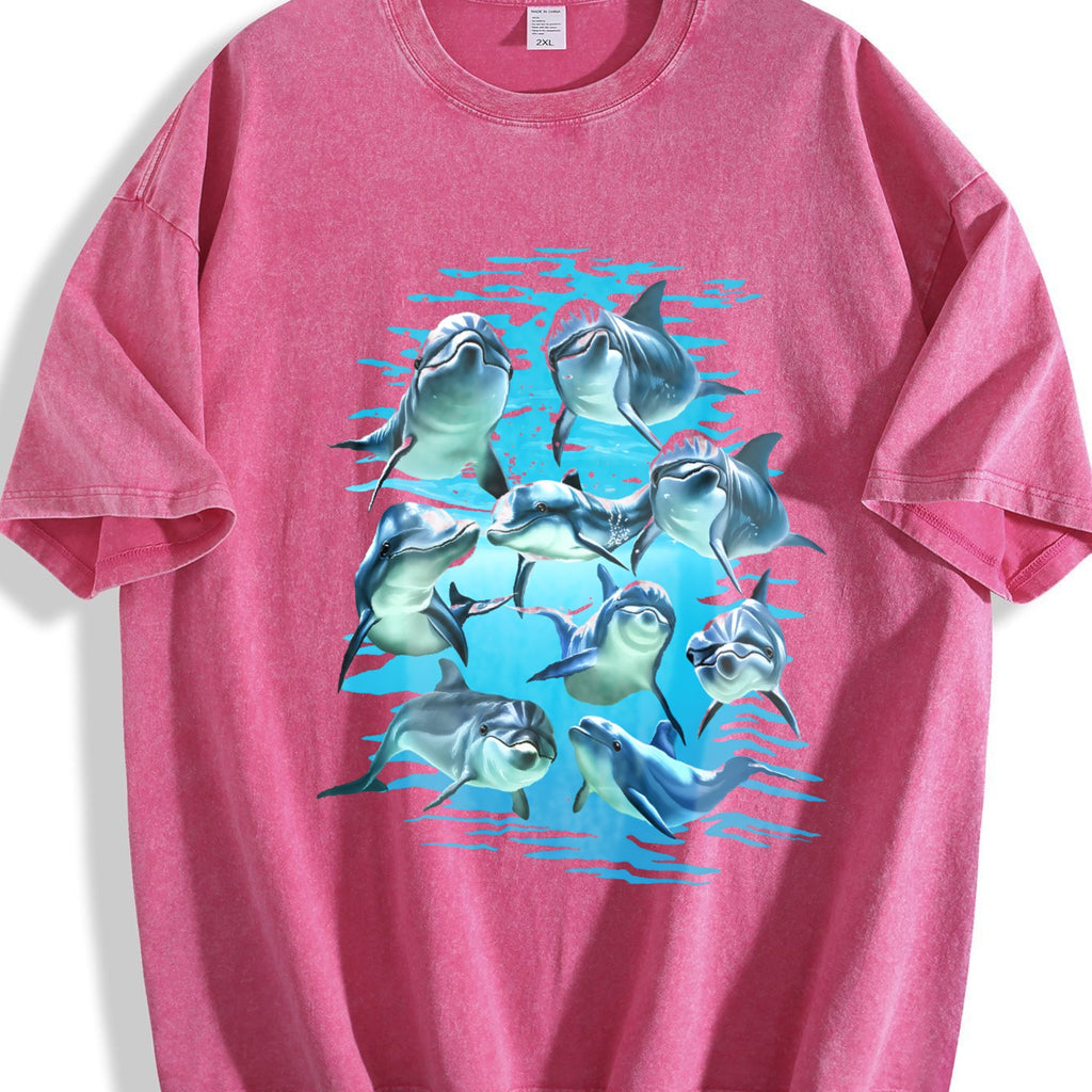 Playful Dolphins Ocean Vintage Washed T-Shirt product image 7