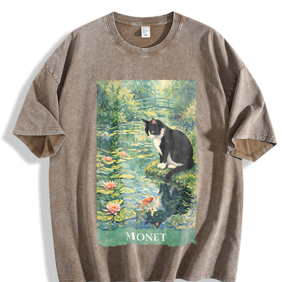 Monet Cat Art Vintage Washed T-Shirt product image 3