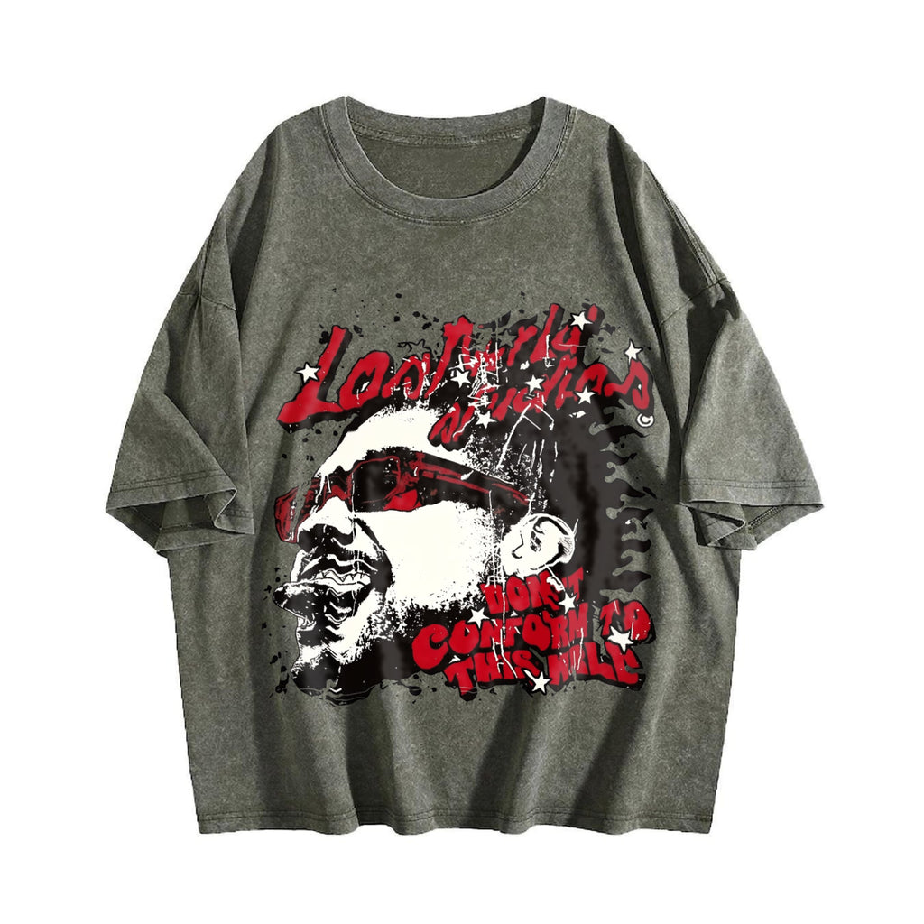 Grunge Hip Hop Man Portrait Muscle Vintage Washed T-Shirt product image 4