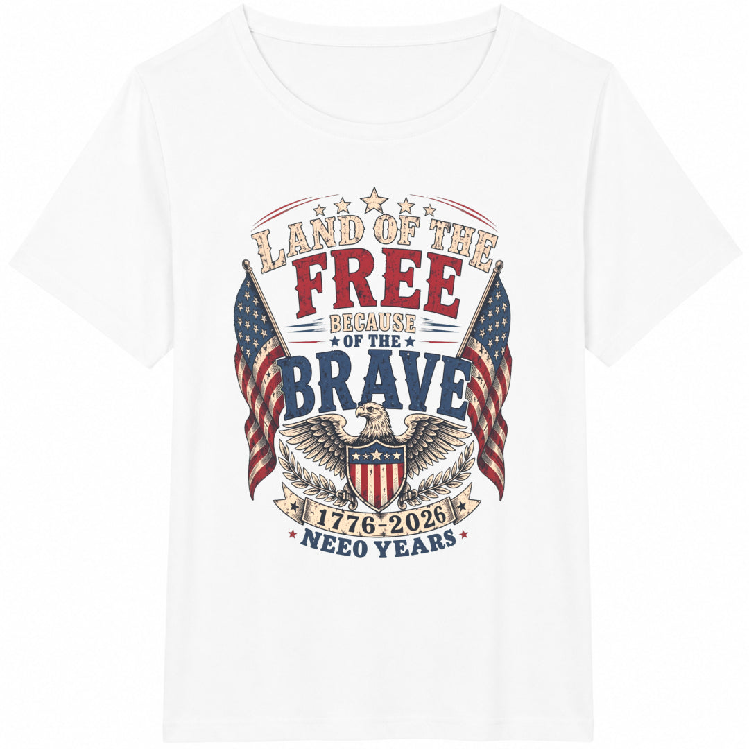 Land Of The Free Because Of Brave 1776-2026 Cotton T-Shirt product image 2