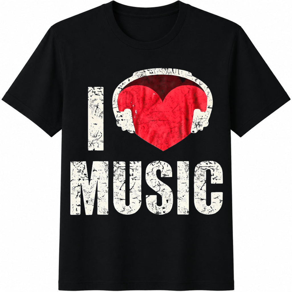 I Love Music Headphone - Heart Headphones Cotton T-Shirt product image 1