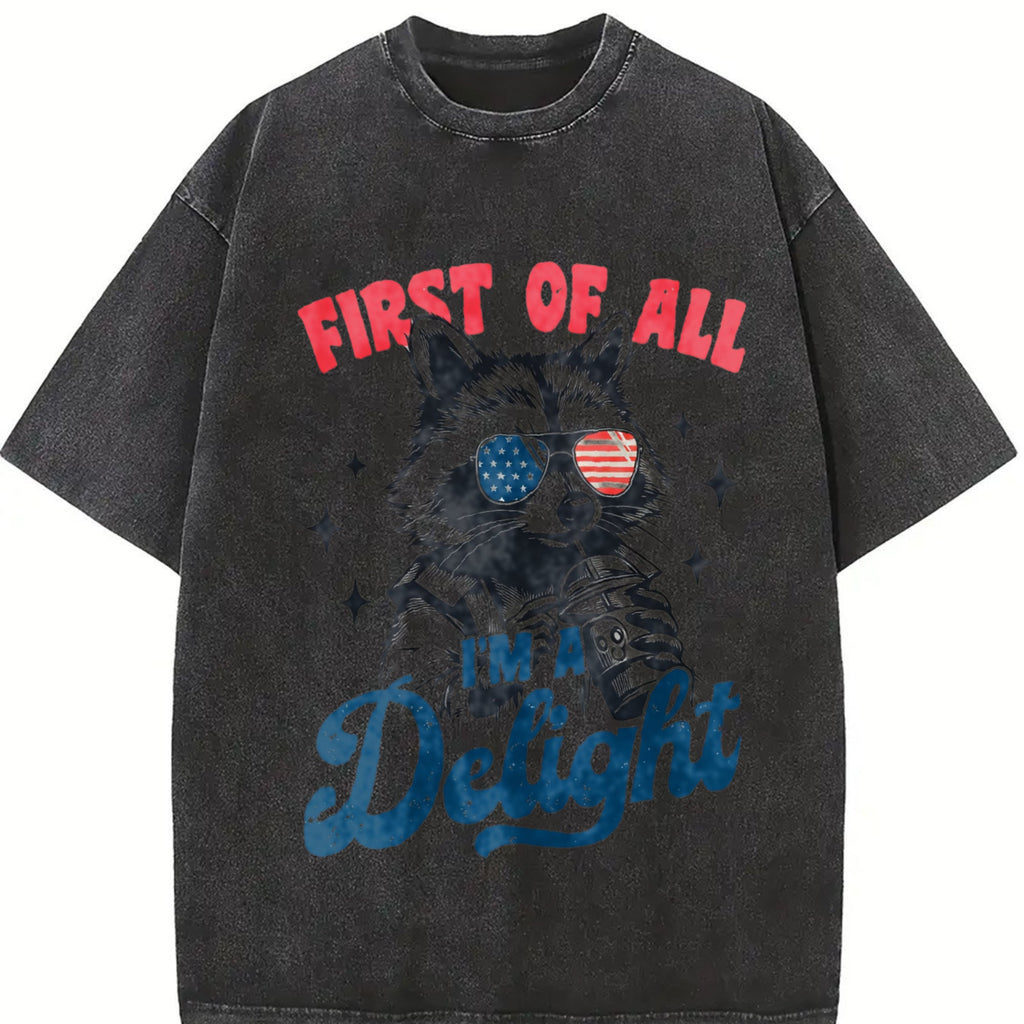First Of All I'm A Delight Raccoon 4th Of July 90s Vintage product image 2