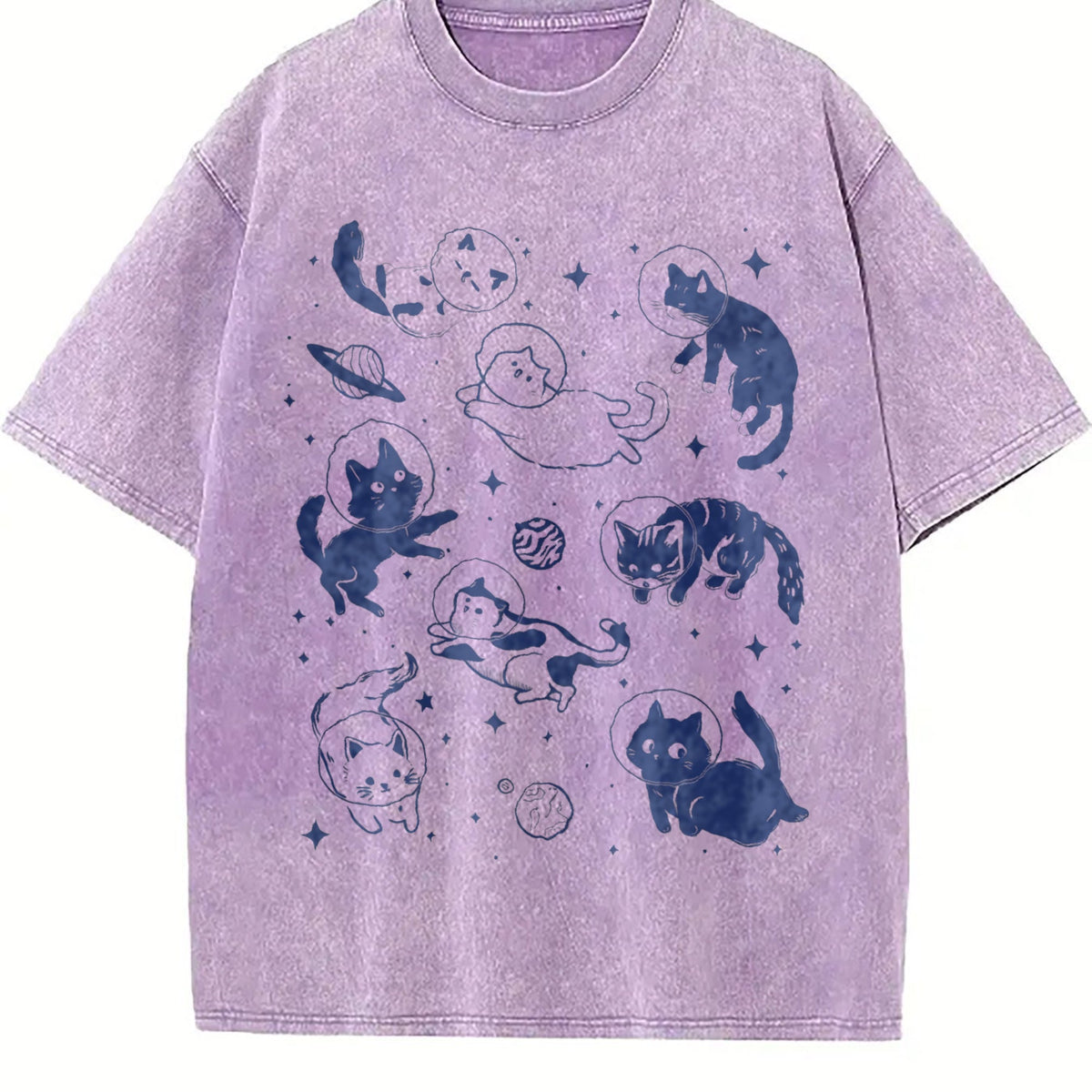 Cats In Space With Stars And Planets 90s Vintage Washed product image 6