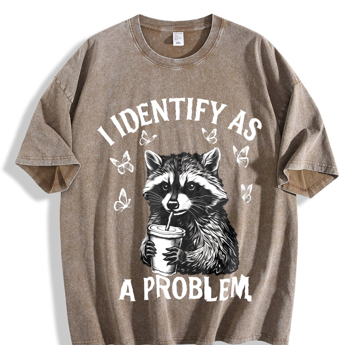Raccoon Lover And Coffee Addict Vintage Washed T-Shirt product image 3