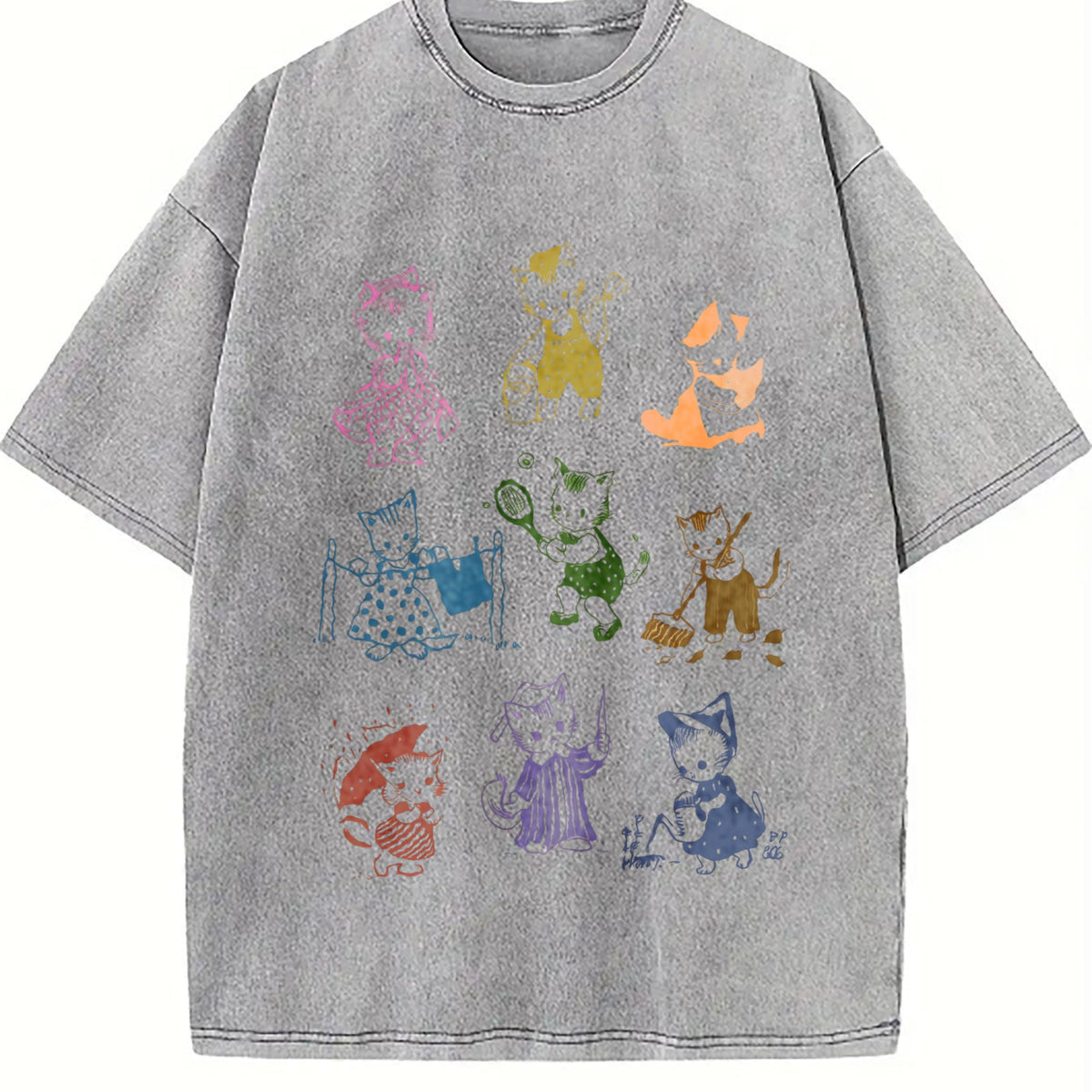 Cute Kitten 1950's Story Book Vintage Washed T-Shirt product image 5