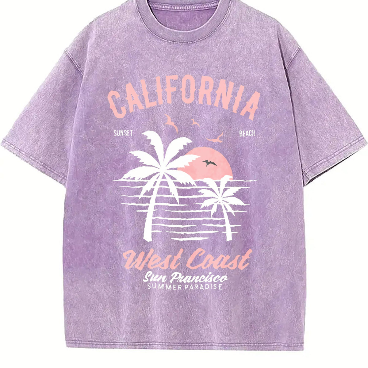 California - Surf Beach With Palm Trees Vintage Washed product image 6