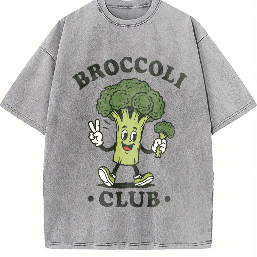 Broccoli Club Funny Veggie Lover Cartoon Vintage Washed product image 5