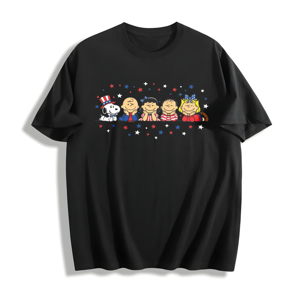 Puppy Patriotic Cartoon Friends Cotton T-Shirt product image 1