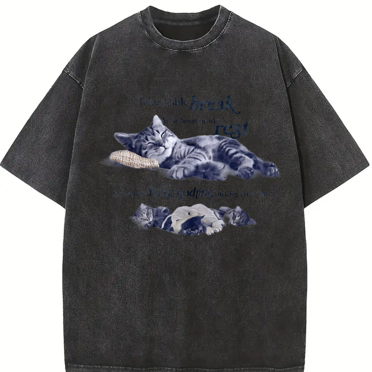 Y2K Relaxing Cat Vintage Washed T-Shirt product image 2