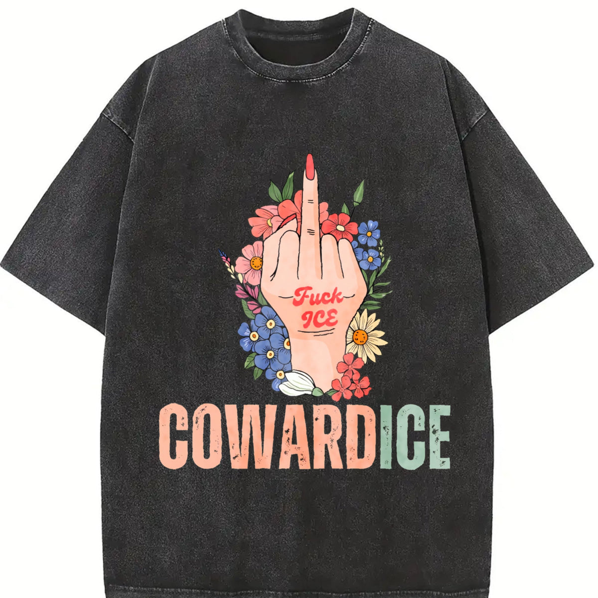 Cowardice Anti Ice Vintage Washed T-Shirt product image 2